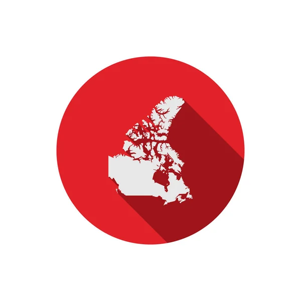 Kanada Karte Auf Rotem Kreis Mit Langem Schatten — Stockvektor