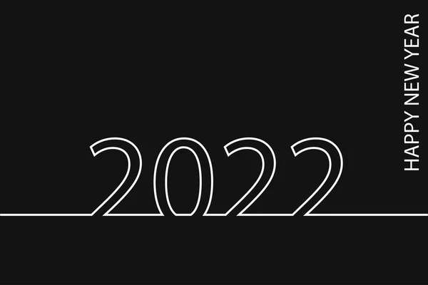 Απλές Γραμμές Στυλ Ευτυχισμένο Νέο Έτος 2022 Μαύρο Άσπρο Θέμα — Διανυσματικό Αρχείο