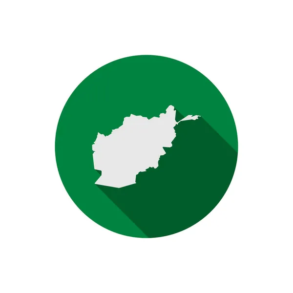Mapa Afghánistánu Zeleném Kruhu Dlouhým Stínem — Stockový vektor
