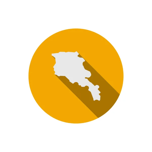 Mapa Armenia Círculo Amarillo Con Sombra Larga — Vector de stock