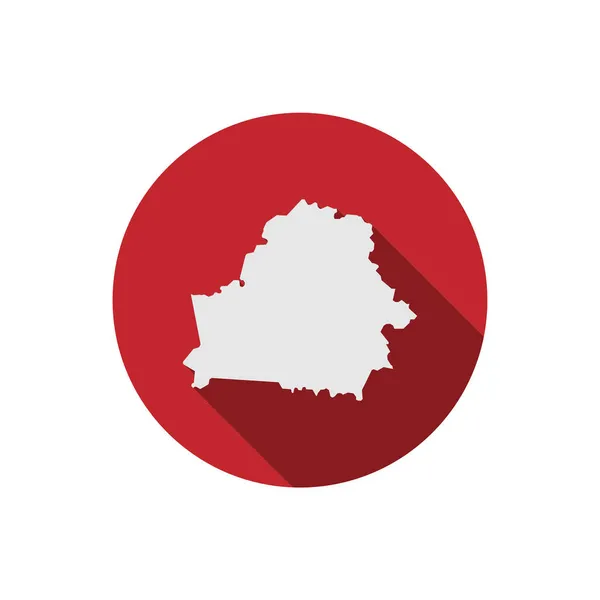 Mappa Belarus Cerchio Rosso Con Ombra Lunga — Vettoriale Stock