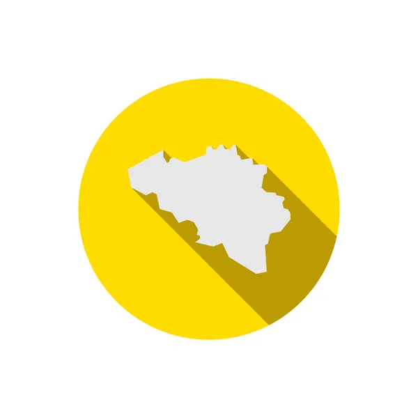 Mapa Bélgica Círculo Amarillo Con Sombra Larga — Vector de stock