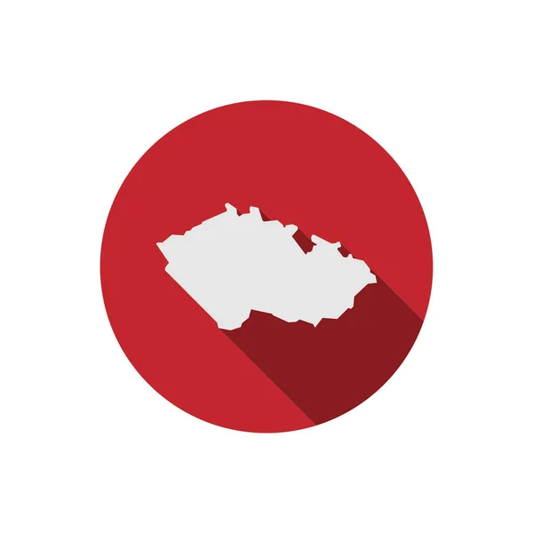 Mappa Della Repubblica Ceca Sul Cerchio Rosso Con Lunga Ombra — Vettoriale Stock