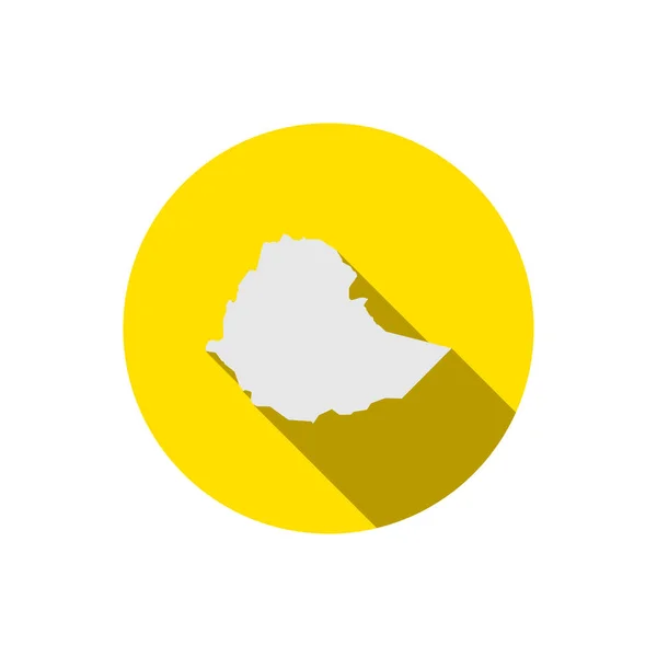 Mapa Etiopía Círculo Amarillo Con Sombra Larga — Vector de stock