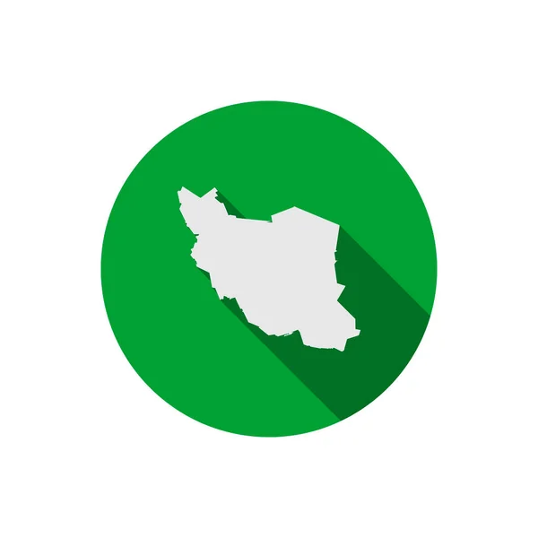 Mapa Irán Círculo Verde Con Sombra Larga — Vector de stock