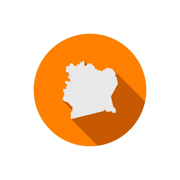 Mapa Costa Marfil Círculo Naranja Con Sombra Larga — Vector de stock
