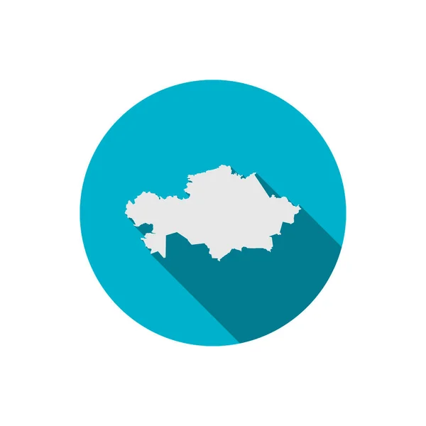 Mappa Del Kazakistan Blue Circle Con Lunga Ombra — Vettoriale Stock