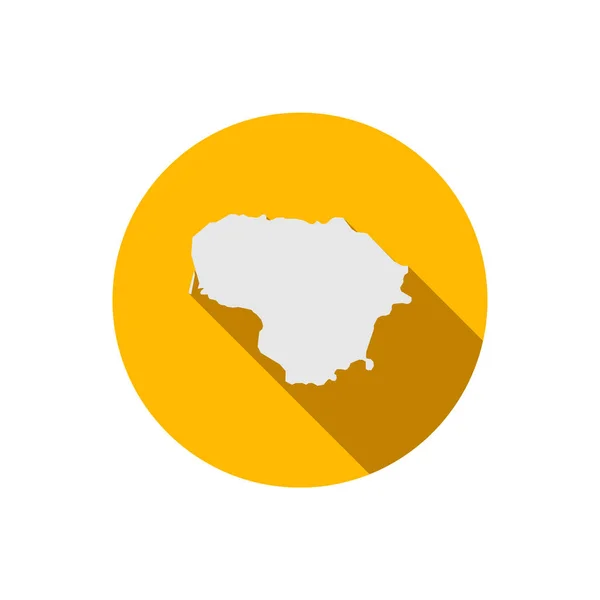 Mapa Lituania Círculo Amarillo Con Sombra Larga — Vector de stock