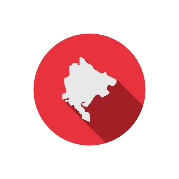 Mapa Montenegro Círculo Rojo Con Sombra Larga — Vector de stock