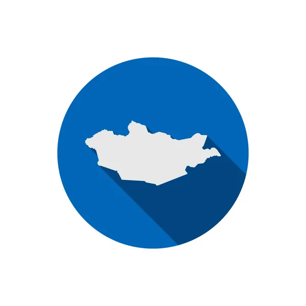 Mapa Mongolia Círculo Azul Con Sombra Larga — Vector de stock