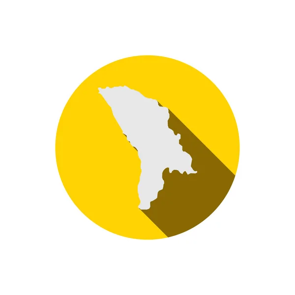 Mapa Moldavia Círculo Amarillo Con Sombra Larga — Vector de stock