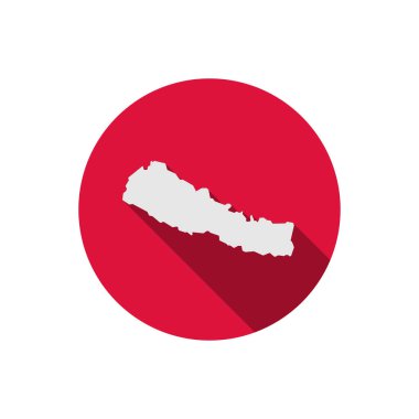 Uzun gölgeli kırmızı daire üzerinde Nepal haritası