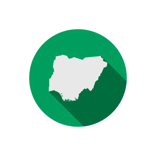 Mapa Nigeria Círculo Verde Con Sombra Larga — Vector de stock