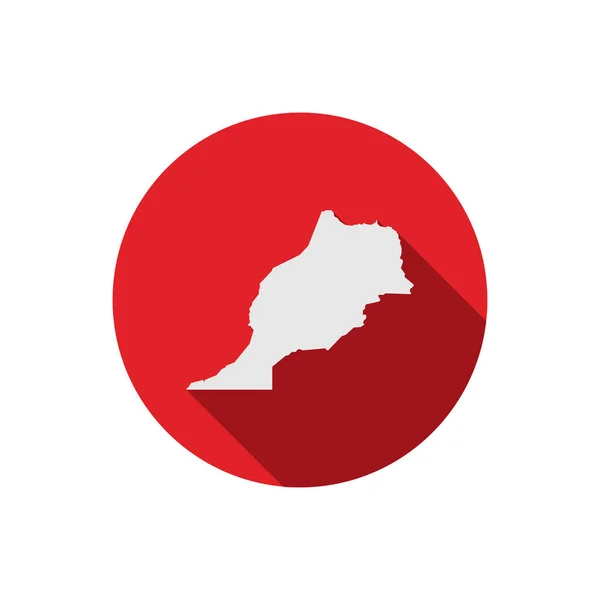 Mapa Marruecos Círculo Rojo Con Sombra Larga — Vector de stock