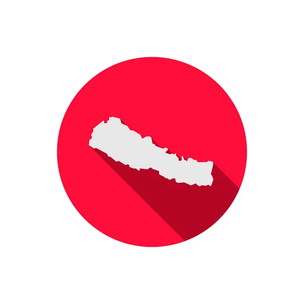 Uzun gölgeli kırmızı daire üzerinde Nepal haritası