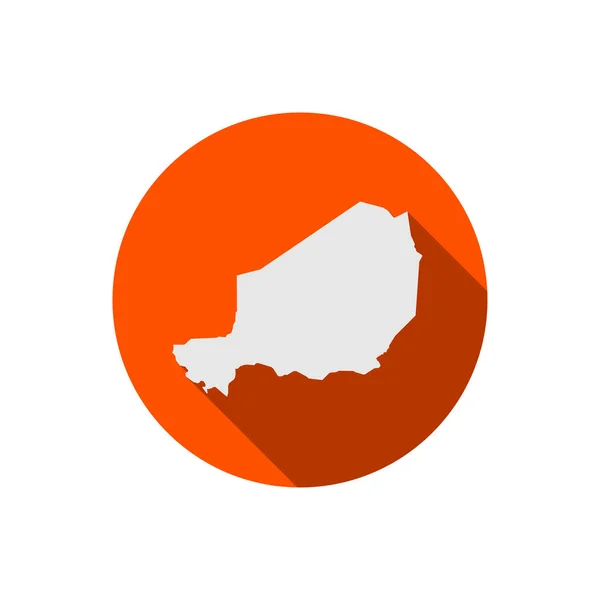 带有长影的橙色圆形尼日尔地图 — 图库矢量图片