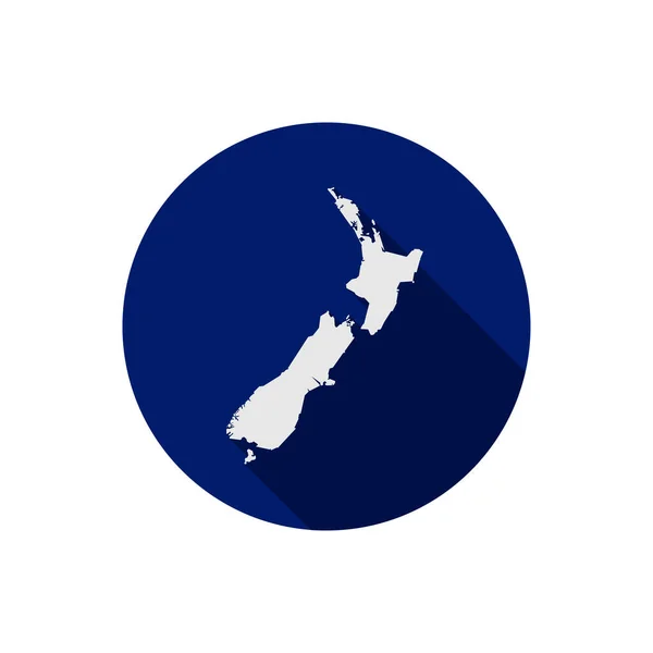 Map New Zealand Blue Circle Long Shadow — Stock Vector