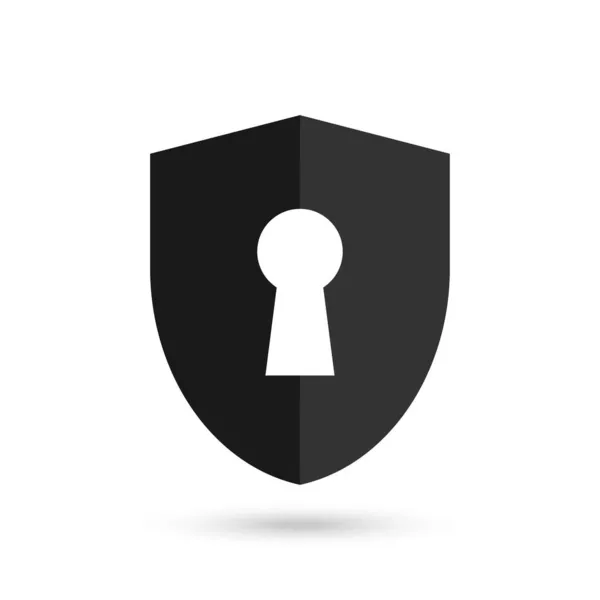 Cyber Security Black Vector Line Icon Plochý Design — Stockový vektor