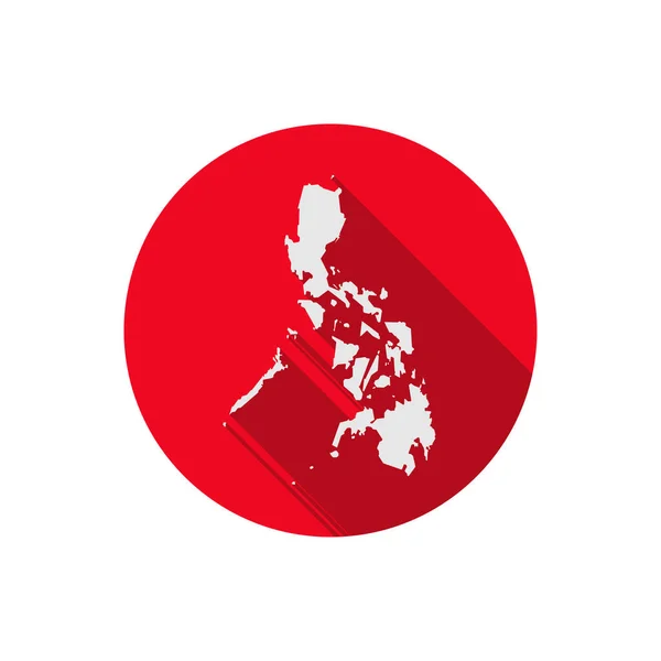 Mapa Islas Filipinas Círculo Rojo Con Sombra Larga — Vector de stock