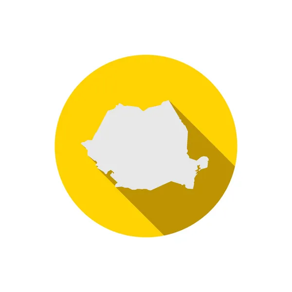 Mapa Rumania Círculo Amarillo Con Sombra Larga — Vector de stock