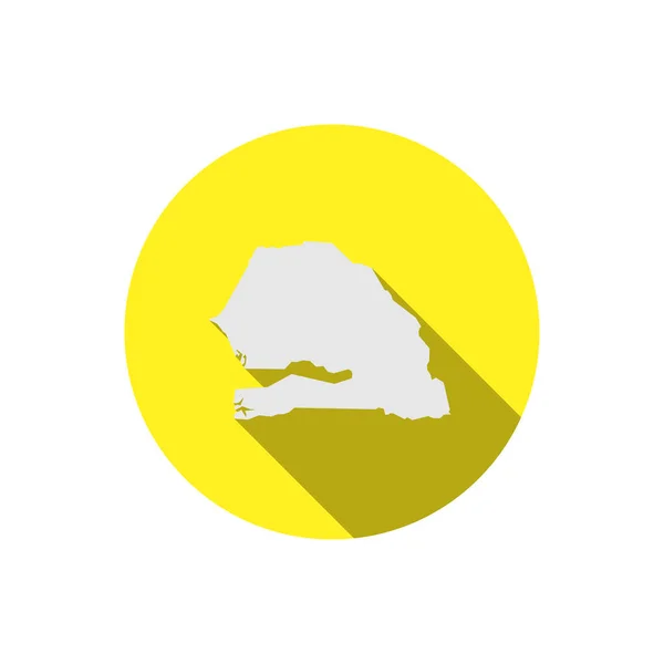 Mapa Senegal Círculo Amarillo Con Sombra Larga — Vector de stock