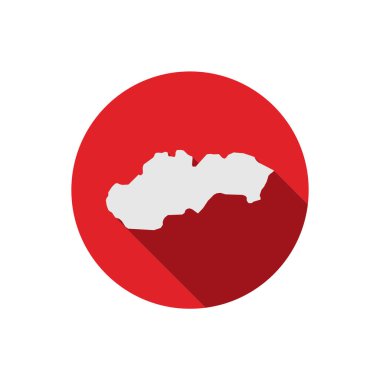 Uzun gölgeli kırmızı daire üzerinde Slovakya haritası