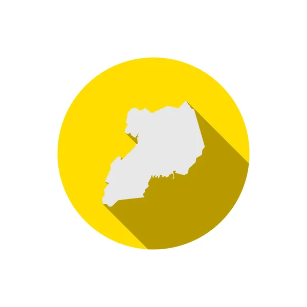 Mapa Uganda Círculo Amarillo Con Sombra Larga — Vector de stock