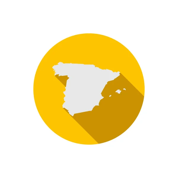 長い影を持つ黄色の円上のスペインの地図 — ストックベクタ