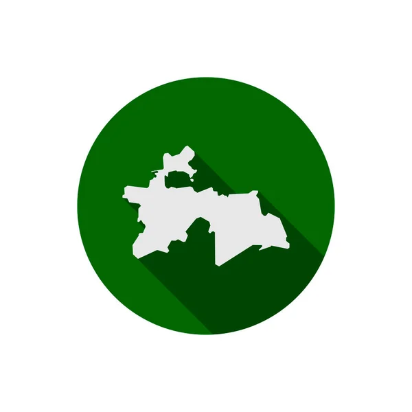 Uzun Gölgeli Yeşil Çember Üzerinde Tacikistan Haritası — Stok Vektör