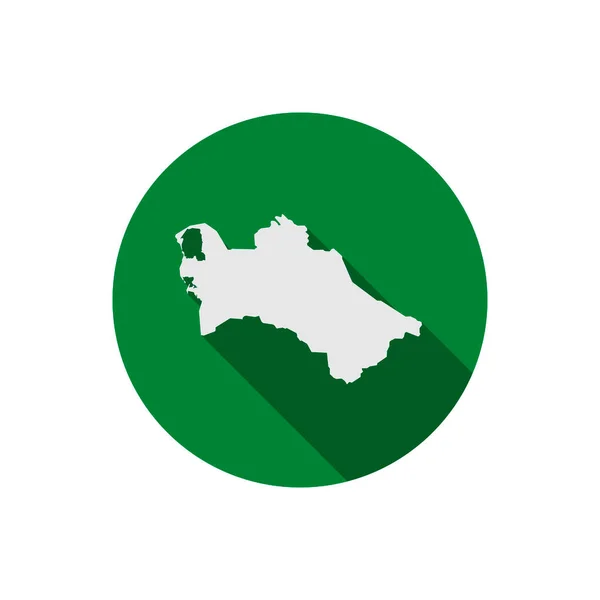 Mappa Del Turkmenistan Cerchio Verde Con Lunga Ombra — Vettoriale Stock
