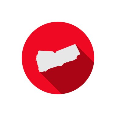Uzun gölgeli kırmızı daire üzerinde Yemen haritası
