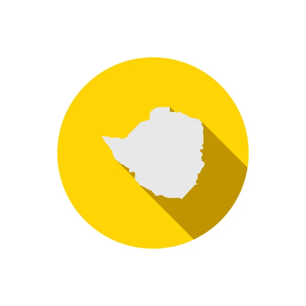 Mapa Zimbabwe Círculo Amarillo Con Sombra Larga — Vector de stock