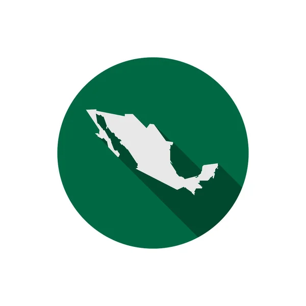 Meksika Haritası Yeşil Çemberde Uzun Gölgeli — Stok Vektör