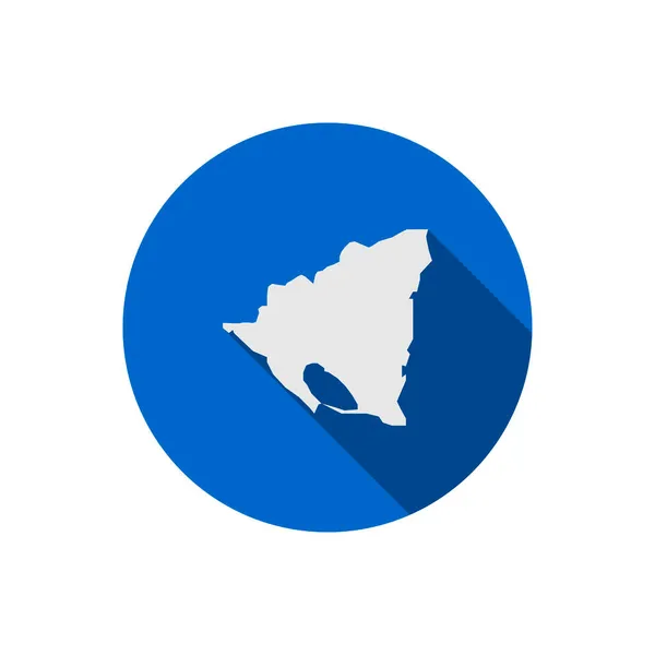 Mapa Nicaragua Círculo Azul Con Sombra Larga — Vector de stock
