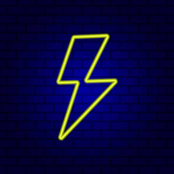 Simple Thunderbolt Icon Thunder Bolt High Voltage Neon Sign — Stock Vector