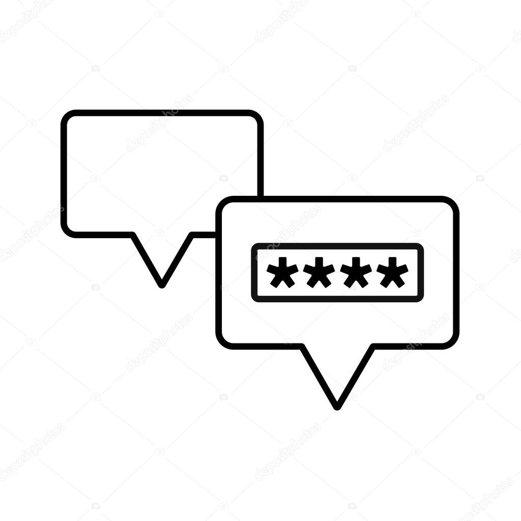 Encryption Message icon with pin code outline style.