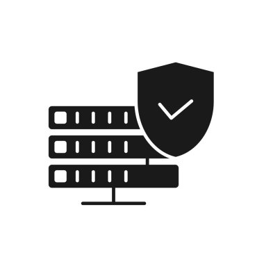 Sunucu Simgesini Güvene Alın. Düz Tasarım, Vektör İllüstrasyonu.