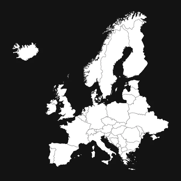 Ευρώπη Χάρτη Διανυσματική Απεικόνιση Μαύρο Φόντο — Διανυσματικό Αρχείο