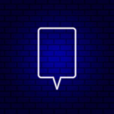 Neon Spech Baloncuk Pankartı Karanlık Boş Grunge Brick Arkaplanı.