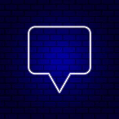 Neon Spech Baloncuk Pankartı Karanlık Boş Grunge Brick Arkaplanı.