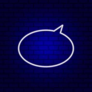 Neon Spech Baloncuk Pankartı Karanlık Boş Grunge Brick Arkaplanı.