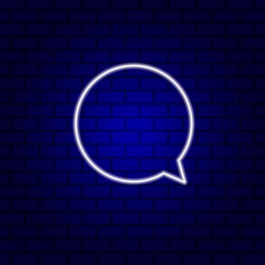 Neon Spech Baloncuk Pankartı Karanlık Boş Grunge Brick Arkaplanı.