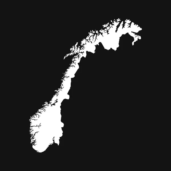 黒を背景にしたノルウェーの地図 — ストックベクタ