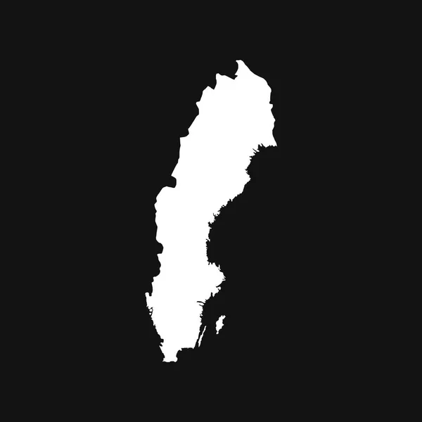 黒地に孤立したスウェーデンの地図 — ストックベクタ