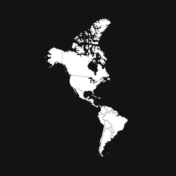 Noord Zuid Amerika Geïsoleerd Zwarte Achtergrond — Stockvector