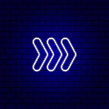 Parlak yönlü ok neon ışığı. Vektör illüstrasyonu.