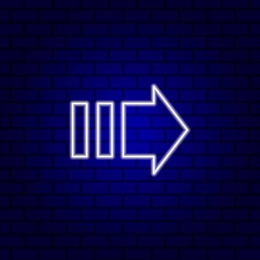 Parlak yönlü ok neon ışığı. Vektör illüstrasyonu.