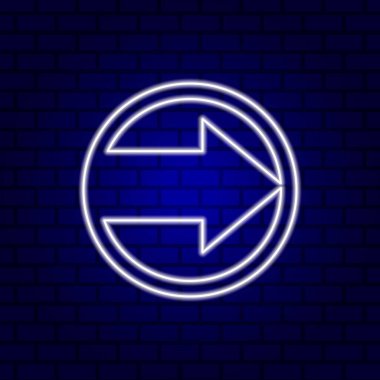 Parlak yönlü ok neon ışığı. Vektör illüstrasyonu.