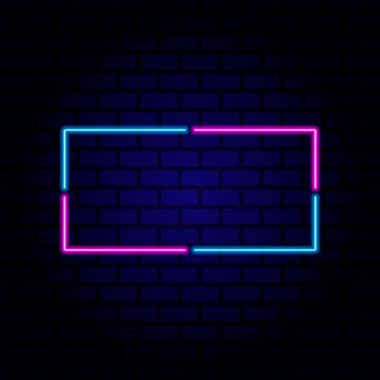 Neon tabela. Klasik çerçeve. Metin için alanı olan neon lamba. Vektör illüstrasyonu.