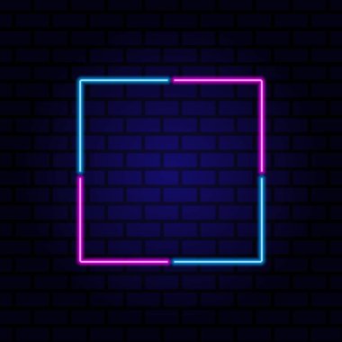 Neon tabela. Klasik çerçeve. Metin için alanı olan neon lamba. Vektör illüstrasyonu.